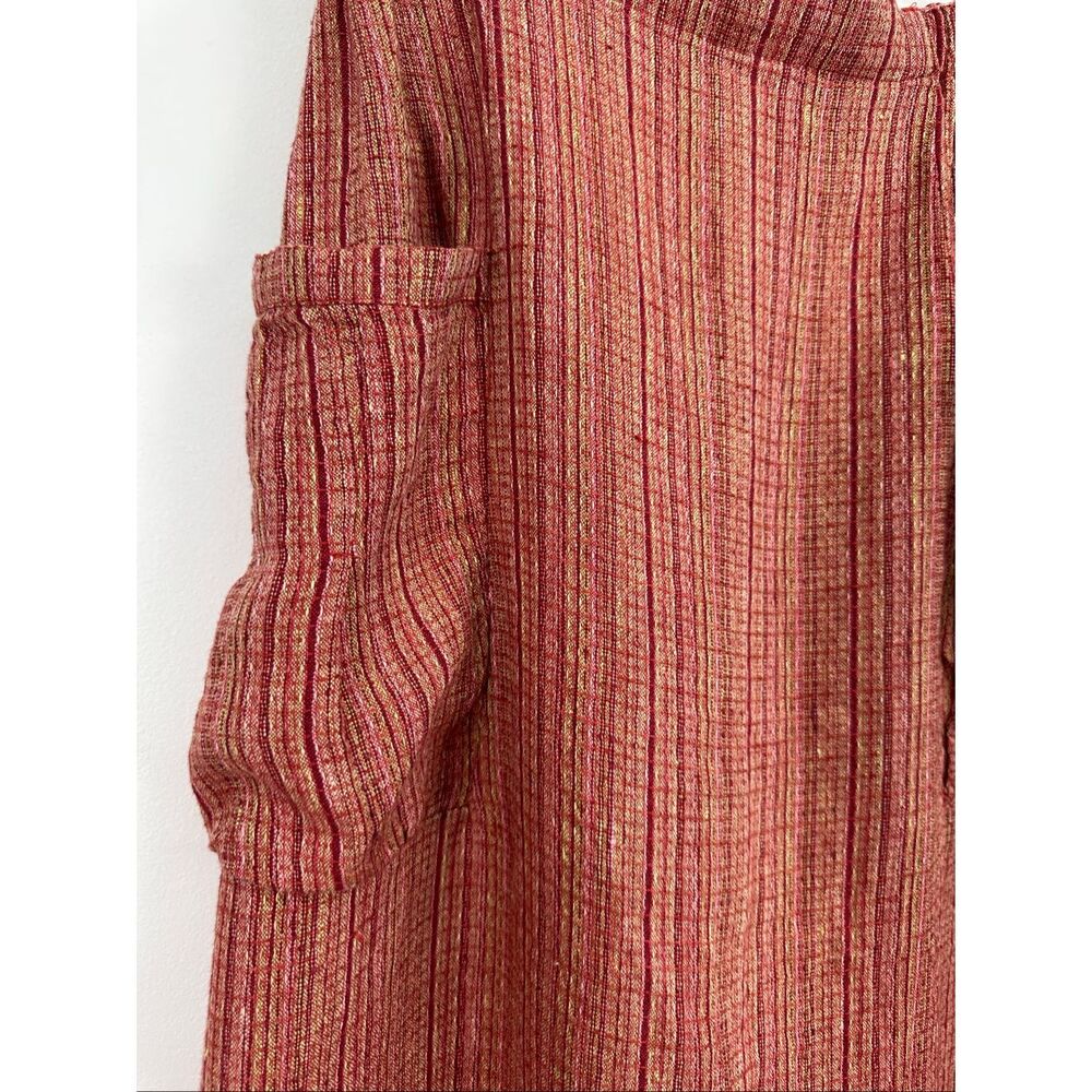 Flax Women’s Multi Red Pink Woven Textured Linen Pocket Maxi Skirt - Picture 7 of 10